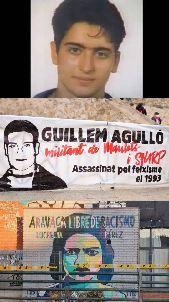 Hoy que se cumplen 32 años del asesinato de Guillem Agulló, recuperamos el fragmento del último programa de @100fuegosradio en @radioxatapinto recordando aquel clima de odio y miedo que había en las calles en los 90 por la violencia neonazi, y a algunas de sus víctimas: Lucrecia, Hakim, Aitor, Richard... o por supuesto, el pinteño David. 

𝟏𝟎𝟎𝐅𝐮𝐞𝐠𝐨𝐬 𝐱 𝟐𝟕𝟕: 𝐏𝐢𝐧𝐭𝐨 𝐯𝐮𝐞𝐥𝐯𝐞 𝐚 𝐥𝐨𝐬 𝟗𝟎 (𝐲 𝟐)
Ya en www.100fuegosradio.com, ivoox, spotify, archive, audio.urcm.net y podkasts.org

Nuevo programa noventero con historia(s) mejor que nostalgia. Bakalao, la primera vez que escuchamos la palabra ska, fútbol no moderno, skinheads y “sharperos”, censura de verdad como la que sufrió el diario Egin, y censuritas al rock en grandes medios y discográficas. Y una de Frank T que ya escuchábamos en el parque.

Sonaron:
1. HEMENDIK AT!: Goazen
2. CERDO AÉREO: Sarri techno ska (versión de Kortatu, Los Refrescos, Paco Pil y 2Unlimited )
3. SKA-P: Como un rayo
4. THE SELECTER: Too much pressure (directo 1998)
5. SKAPARAPID: SHARP ska
6. NEGU GORRRIAK: Hitz egin (directo 2001)
7. HAMLET: JF
8. PORRETAS: Haciendo el ganso
9. FRANK T: La gran obra maestra