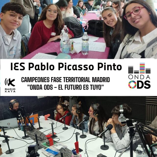 ¡El equipo del @iespablopicassopinto , amadrinado por @radioxatapinto es el campeón de la fase territorial de Madrid de ONDA ODS - EL FUTURO ES TUYO!

Es el concurso interinstitutos @onda_ods EL FUTURO ES TUYO que organizan a nivel estatal la @remc_org , @ondalocalandalucia , @radiofusionga  y @rtvcardedeu ; y con cuya difusión en la comunidad de Madrid colabora la @urcmadrid .

Y ahora ¿qué? Pues llega la gran final estatal. ¡Mucha atención a sus medios comunitarios favoritos!

Y por ahora, revive en www.radioxata.org , audio.urcm.net o e www.ondaods.org/el-concurso-radiofonico las fases territoriales. 

#urcm #radioscomunitarias #directo #ondaods